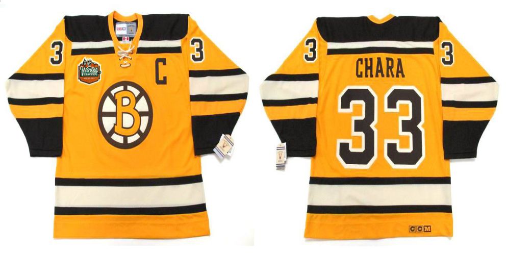 2019 Men Boston Bruins #33 Chara Yellow CCM NHL jerseys
